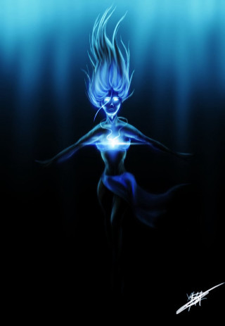 Blue hair water blue light - bioluminescence free wallpaper for mobile