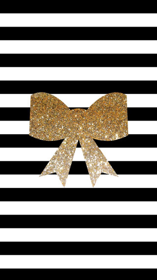 Gold bow black white striped - araceli gilbert free wallpaper for mobile