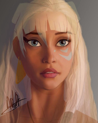 Blonde woman blue eyes ponytail 3 - a yellow leaf free wallpaper