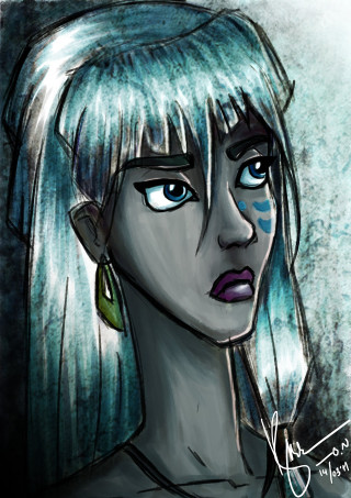 Woman blue eyes white hair - fantasy character portrait free wallpaper