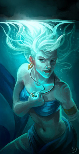 Woman white hair necklace water - charlie bowater free wallpaper for mobile