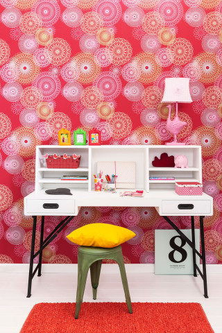 Desk chair yellow wall pink - pattern free wallpaper for mobile