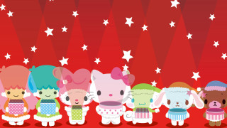 Cartoon animals red background stars - a group of cartoon animals free wallpaper