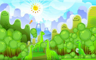 Cartoon green dinosaur park trees - a cartoon free wallpaper