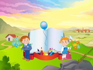 Boy girl book balloon sky - a boy and a girl free wallpaper