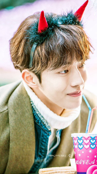 Boy horns drink straw mouth - free aesthetic wallpaper