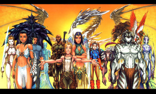 Women yellow background dragon wings - dragon free wallpaper