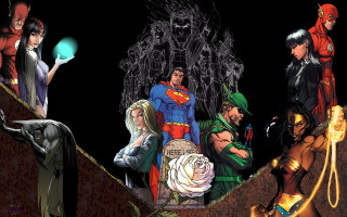 Superheroes ramp black background blue - a group of superheros free wallpaper for desktop