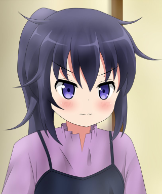 Anime girl blue eyes purple 3 - serious free wallpaper for mobile