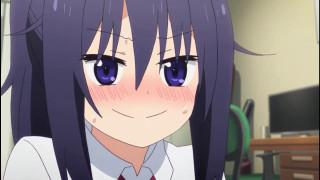 Girl blush purple eyes school - kyoto animation free wallpaper