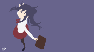 Woman red dress brown suitcase - a purple background free wallpaper