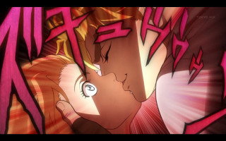 Anime kiss pink yellow transgressive - a cartoon scene free wallpaper