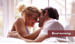 Man woman kissing bed good - the word good morning free wallpaper