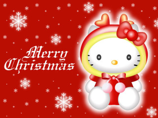 Hello kitty christmas card snowflakes - kitty free wallpaper