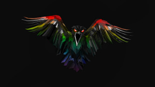 Colorful bird glowing wings red - large wing free wallpaper