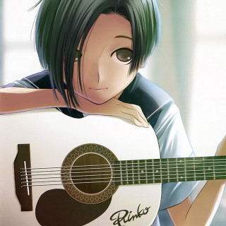 Girl green hair guitar sad - eizan kikukawa free wallpaper for tablet