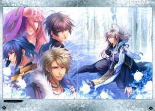Anime characters snowy forest snowflakes - a group of anime characters sitting next free wallpaper for desktop