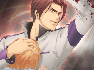 Man holding woman blood wall - gapmoe yandere grimdark free wallpaper for desktop