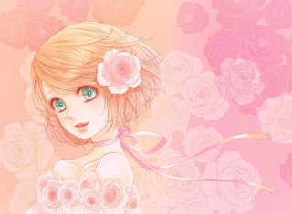 Girl flowers hair pink background - rose free wallpaper for desktop