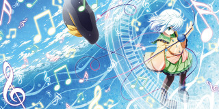 Girl white hair green shirt - musical free wallpaper