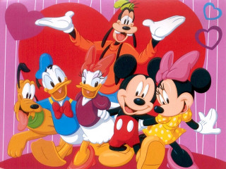 Cartoon characters group red background 2 - a group of cartoon characters free wallpaper for desktop