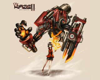 Woman giant robot flame hand - a flame free wallpaper