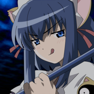 Anime girl blue eyes sword - a creepy look free wallpaper