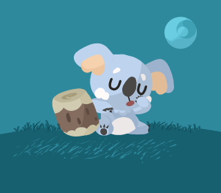 Cartoon koala sitting wood ball - vector art free wallpaper for tablet