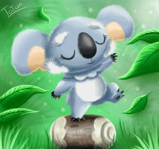 Cartoon koala bear sitting tree - its head free wallpaper for tablet