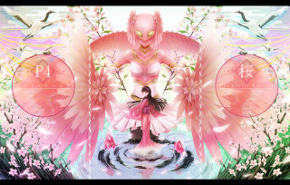 Woman wings flower angel fantasy - a field of flowers and trees free wallpaper