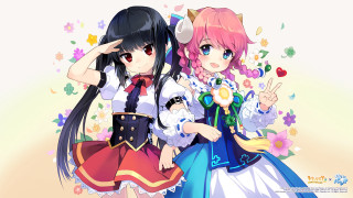 Anime girls long hair colorful 5 - a teddy bear free wallpaper