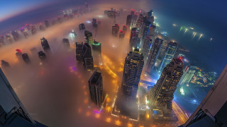 Cityscape foggy night lights destruction - the fog free wallpaper for desktop