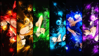 Anime characters colored lights group - a group of anime characters free wallpaper