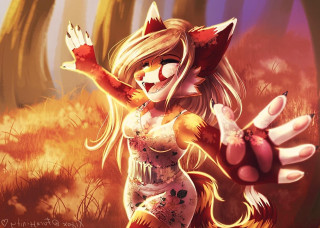 Cartoon woman cat costume forest - claire falkenstein free wallpaper