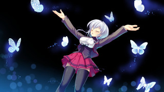 Girl dress butterfly wings flying - butterfly free wallpaper