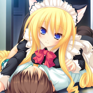 Anime girl blonde cat ears 4 - the floor next free wallpaper for tablet