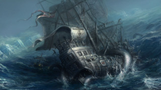 Giant octopus attacking ship ocean 2 - the water behind free wallpaper