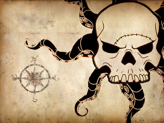 Skull octopus tentacles face compass - eldritch free wallpaper