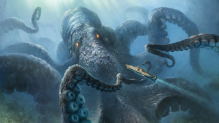 Deep sea octopus attacking squid - donato giancola free wallpaper