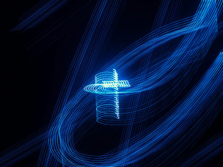 Blue light painting telephone pole - path free wallpaper