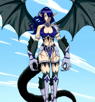 Woman dragon body wings back - a blue sky free wallpaper for tablet