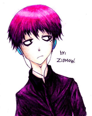 Pink hair headphones person drawing - anime art style free wallpaper for mobile