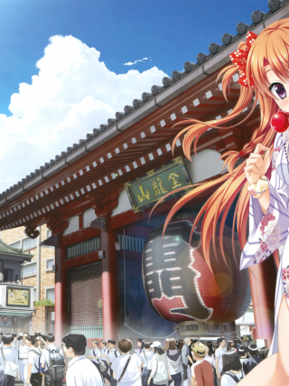 Woman white dress crowd city - kyoto animation free wallpaper for mobile