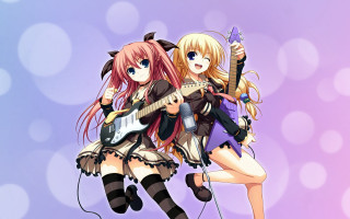 Anime girls guitars cat ears - the other holding free wallpaper for desktop