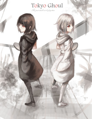 Anime girls white background black - orphism free wallpaper for mobile