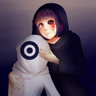 Woman blood hoodie hugging man - his face free wallpaper for tablet