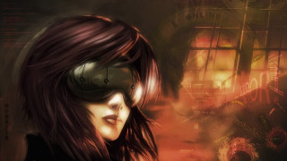 Steampunk woman face glasses portrait - cyberpunk style free wallpaper