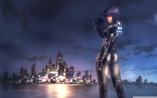 Futuristic woman suit city skyline - afrofuturism free wallpaper