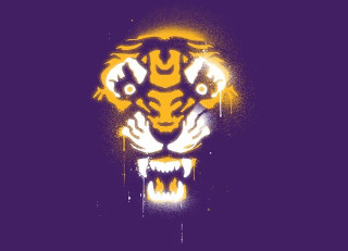 Tiger head purple background yellow 2 - bengal school of art free wallpaper