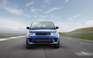 Blue range rover driving road - a sky background free wallpaper for desktop